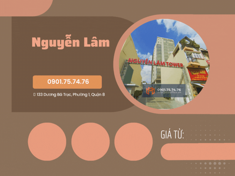 Cao ốc văn phòng cho thuê Nguyễn Lâm Tower, 133 Dương Bá Trạc, Phường 1, Quận 8, TP.HCM - Hotline 0901.75.74.76
