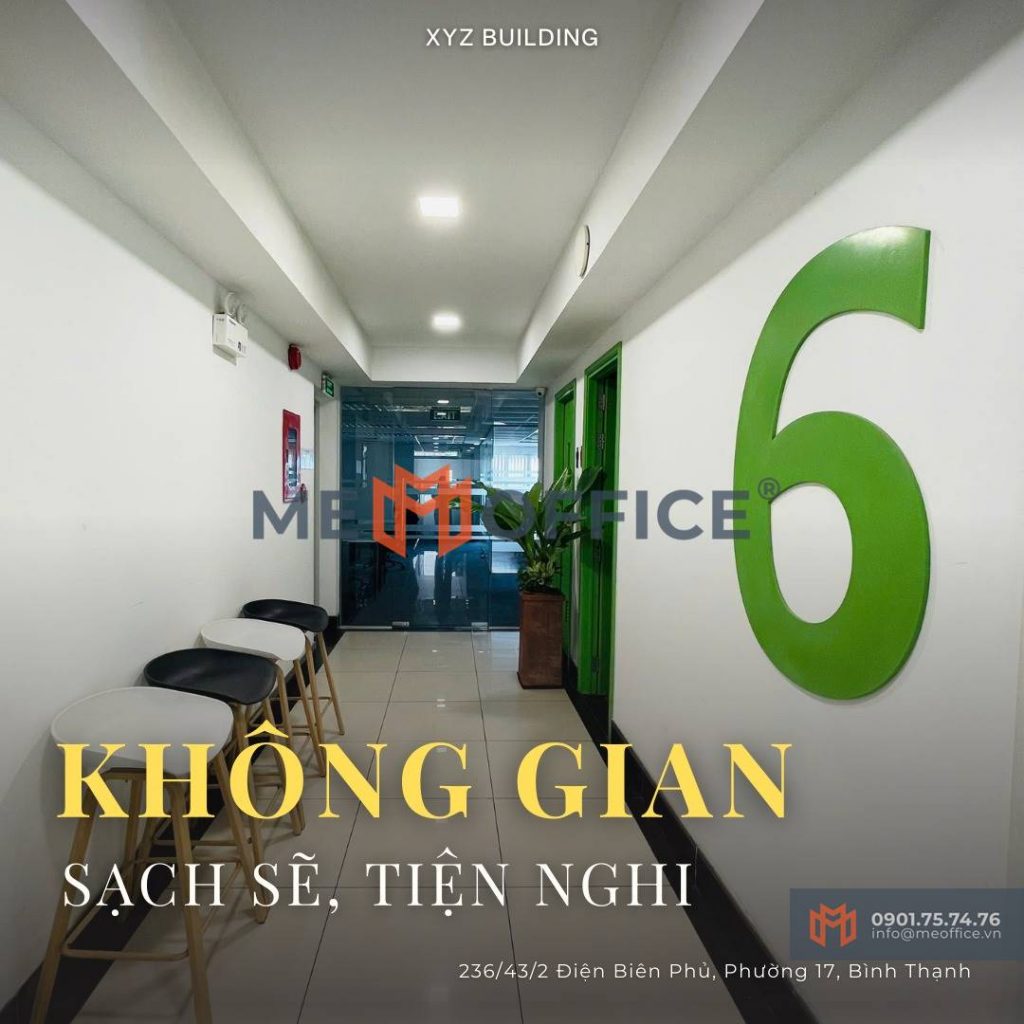 Sàn trống văn phòng cho thuê XYZ Building - 236.43.2 Điện Biên Phủ, Phường Gia Định, TP.HCM (Phường17, Quận Bình Thạnh) - Hotline 0901.75.74.76