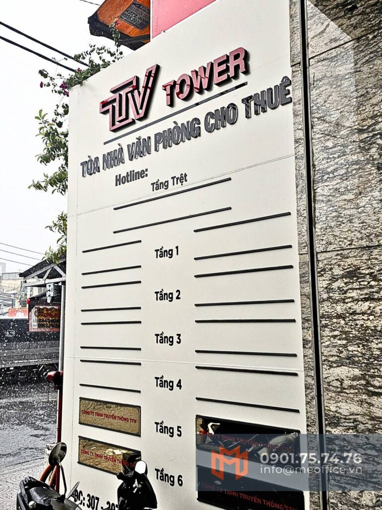Bảng tên văn phòng cho thuê TTV Tower - 307-307A Bùi Hữu Nghĩa, Phường Gia Định, TP.HCM (P.1, Quận Bình Thạnh) - Hotline 0901.75.74.76